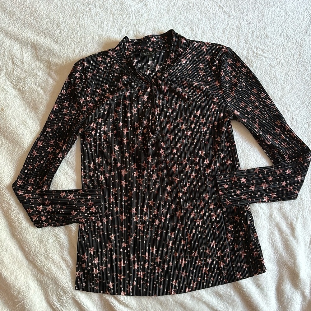 Topshop Star Blouse in Black and Mauve US Size 4